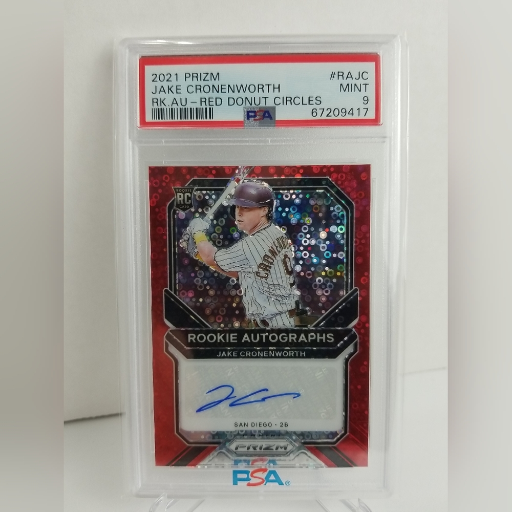 2021 Jake Cronenworth RC Auto Panini Prizm Red Donut Circles 3/25 - PSA 9 MINT
